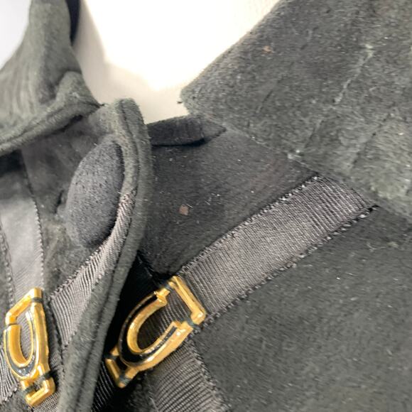 BRUNO MAGLI Size M Black Gold Suede Checkered Button Up Jacket - Picture 6 of 10